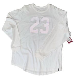 Jordan Long Sleeve T-Shirt 3XL White Iridescent 23 Graphic Scoop Hem NWT